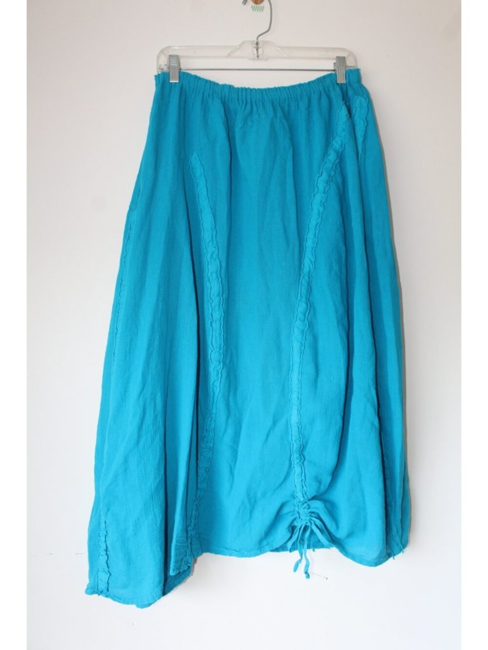 Oh My Gauze Asymmetrical Midi skirt Size 2/L-XL Cotton Turquoise Lagenlook Boho